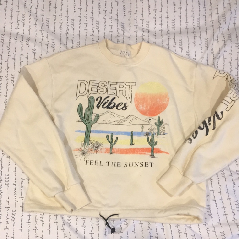 Desert vibes drawstring sweatshirt- XS
